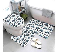 Car Gear Lot de 3 tapis de salle de bain à motif imprimé noir - Tapis de bain absorbant, antidérapant et lavable, housse pour abattant de toilette en forme de U, tapis de contour doux, tapis de douche