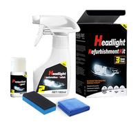 Car Headlight Restoration Polish, Automotive Headlamp Restoration Fluid Kit for Removes Yellowing & Oxidation, Instant Clarity, No Damage for Cars And Trucks (1set,180ml,Set_B)