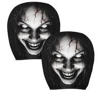 Car Headrest Cover 2-Piece Elastic Spooky Face Seat Headrest Protectors