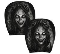 Car Headrest Cover 2-Piece Elastic Spooky Face Seat Headrest Protectors
