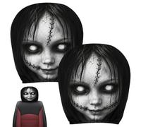 Car Headrest Cover 2-Piece Elastic Spooky Face Seat Headrest Protectors