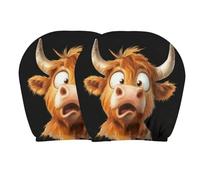 : Car Headrest Cover - 2 Pieces Elastic Funny Universal | Auto Seat Head Rest Cover | 26x28cm Polyester Double-Sided Animal Print Cartoon For Daily Commuting Vacation Holiday Travel Road Trip Front Se