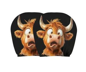 : Car Headrest Cover - 2 Pieces Elastic Funny Universal | Auto Seat Head Rest Cover | 26x28cm Polyester Double-Sided Animal Print Cartoon For Daily Commuting Vacation Holiday Travel Road Trip Front Se