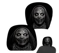Car Headrest Cover - 2pcs Scary Face Auto Seat Headrest Protector | Spooky Ghosts Face Print Head Rest Stretchy Protective Cover | Horrible Car Seat Accessories for Auto Truck SUV Interior Decoration
