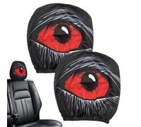 Car Headrest Cover - Big Eyes Design Pair, Soft Protective Seat Head Cushion Guard, Stretch Fit Fabric Shield, Anti Dust Wear Resistant Auto Interior Accessory | Daily Driving Travel Road Trip