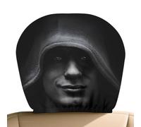 Car Headrest Cover, Scary Face Auto Seat Headrest Protector, Funny Cartoon Print Head Rest Stretchy Protective Cover, Horrible Car Seat Accessories for Auto Vehicle Truck SUV Interior Decoration