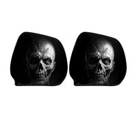 Car Headrest Covers - Halloween Skull Print | Universal Fit, 2 Pack