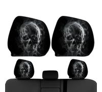 Car Headrest Covers - Halloween Skull Print | Universal Fit, 2 Pack
