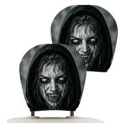 Car Headrest Covers - Skull Halloween Seat Protectors | 2 Pack Universal F