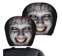Car Headrest Covers - Spooky Soft Protector, Washable Auto Interior Decor | Soft Polyester Fabric Build | Trucks SUVs Cars Road Trips, Double Sided Printing Headrest Protector Maintaining Cabin Style W