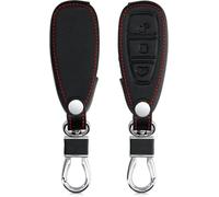Car Key Accessory Compatible With Ford Keyless Go 3-Button Imitation Leather Car Key Cover-Black