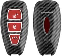 Car Key Accessory Compatible With Ford Keyless Go 3-Button Soft Plastic Case With Silicone Inside-Red-Black