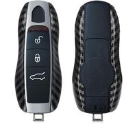 Car Key Accessory Compatible With Porsche (Keyless Only) 3-Button Hard Plastic Protective Case Carbon Black