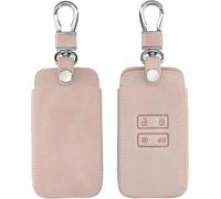 Car Key Accessory Compatible With Renault Smart Key 4-Button (Keyless Go Only)-Imitation Leather Car Key Case-Rose Gold