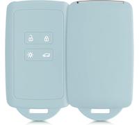 Car Key Accessory Compatible With Renault Smart Key 4-Button (Keyless Go Only)-Soft Silicone Case With Key Ring-Cool Mint