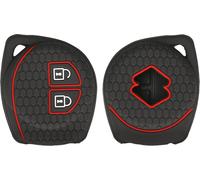 Car Key Accessory Compatible With Suzuki 2-Button Soft Silicone Case For Car Key Matt Black Red