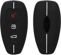 Car Key Case Compatible With Ford Keyless Go 3-Button Car Key Accessory-Protective Soft Silicone Case-Black-Grey