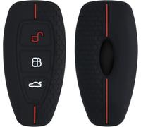Car Key Case Compatible With Ford Keyless Go 3-Button Car Key Accessory-Soft Silicone Case-Black/Red