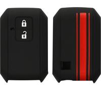 Car Key Case Compatible With Suzuki Keyless Go 2-Button Car Key Accessory-Protective Soft Silicone Case-Red-Black