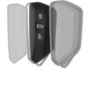 Car Key Case Compatible With Vw Golf 8 3-Button Shell For Skoda Octavia For Seat Leon-Soft Tpu Protective Cover Scratch And Shockproof (Black Transparent)