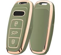 Car Key Case Cover For Audi A6l A6 A7 A8 Q7 Q8 E-Tron 2019 2020 Tpu Silicone (Green Gold Edge)