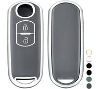 Car Key Case For Mazda Car Accessory Remote Key Case Protection Car Key Case For 2 3 5 6 Cx-5 Cx-7 Cx-9 Flair Crossover Wagon Scrum Truck,Silver Grey