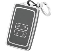Car Key Case For Renault Car Remote Control Key Case With Key Ring Tpu Protective Car Key Case For Clio Espace Talisman Megane Kadjar Captur Arkana Sandero Silver Grey