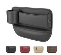 Car Leather Cup Holder Gap Bag, Car Seat Cup Holder, Cup Holder Gap Bag for Car, Car Seat Gap Storage Box, Adjustable Car Seat Storage Box, for Glasses Phones Keys and Cards (Main Driver,Black)
