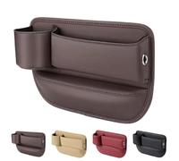 Car Leather Cup Holder Gap Bag - Car Seat Gap Filler Organizer with Cup Holder, 2026 New Front Seat Car Organizer for Glasses Phone Keys and Cards (Brown)