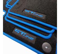 Car Lux AR07111 Tapis de sol sur mesure pour Kia Sportage V à partir de 2022 en moquette velours avec bord et logo GT Line Bleu