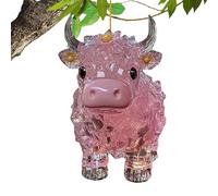 Car Mirror Accessories - Cow Figurine Resin Ornament | 3.15inch Funny Pendant with Decorative Charm Feature, Small Automobile Interior Hanging Decoration for Women Men Cute Vehicle Gift Accessory