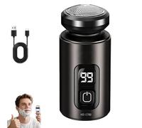 Car Mounted Men'S Electric Shaver, Men'S Portable Electric Mini Shaver With Floating Blades, Face Shaver With Led Display, Rechargeable, Wet & Dry, 90 Minute Runtime, Travel Office Use (Black)
