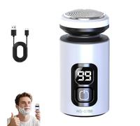 Car Mounted Men'S Electric Shaver, Men'S Portable Electric Mini Shaver With Floating Blades, Face Shaver With Led Display, Rechargeable, Wet & Dry, 90 Minute Runtime, Travel Office Use (White)