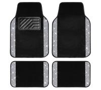 Car Pass Bling Diamond Lot de 4 Tapis de Sol de Voiture avec Strass Brillants, Talonnette antidérapante en PVC, imperméable, Ajustement Universel pour SUV, berline, camionnette, Fille Mignonne et