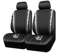 CAR PASS Housses siège Voiture en Cuir imperméable, Bling Diamant Brillant Cristal Scintillant, Universel pour 95% de Toutes Les Automobiles Camions SUV, Femmes Hommes(Avant, Argent)