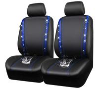CAR PASS Housses siège Voiture en Cuir imperméable, Bling Diamant Brillant Cristal Scintillant, Universel pour 95% de Toutes Les Automobiles Camions SUV, Femmes Hommes(Avant, Bleu)