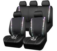 CAR PASS Housses siège Voiture en Cuir imperméable, Bling Diamant Brillant Cristal Scintillant, Universel pour 95% de Toutes Les Automobiles Camions SUV, Femmes Hommes(Ensemble Complet, Multicolore)