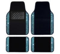 CAR PASS Lot de 4 Tapis de Sol de Voiture en Strass Brillants - Imperméables et antidérapants - en PVC - pour intérieur de Voiture, SUV, berline, Van - Bleu Menthe