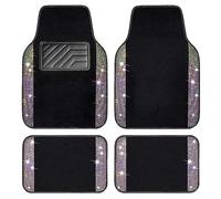 CAR PASS Lot de 4 tapis de sol de voiture en strass irisés imperméables, antidérapants, talonnette en PVC, universelle, pour SUV, berline, camionnette, fille et femme, pour fille et femme, multicolore