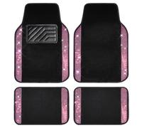 Car Pass Tapis de Sol de Voiture avec Strass Brillants, Strass Scintillants, Talonnette antidérapante en PVC, Ajustement Universel pour SUV, berline, camionnette, 4 pièces, pour Fille et Femme