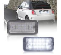 car passion Kit D'éclairage De Plaque D'immatriculation Compatible Avec Fiat 500-500 Abarth Arrière Canbus No Error 18 Smd 6000k Remplacement De La Lampe De Plaque Lumineuse Blanc Glace