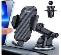 Car Phone Holder, [3 In 1] [More Stable], Mobile Phone Holder With Clip And Suction Cup 360° Rotation One-Hand Operation For All Phones (Iphone 14), Auto, Gps