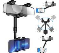 Car Phone Holder Rotatable And Retractable - Car Mirror Phone Holder, 360 Degree Rotation, Easy To Install And Remove