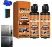Car Plastic Restorer Black,Auto Plastic Black Lotion,Rénovateur Plastique Noir,Dashboard Trim Care Blacks Coating for Bumpers Door Panels Tyres with Applicator Sponge,Augmente la Brillance (2PC)