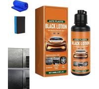 Car Plastic Restorer Black,Auto Plastic Black Lotion,Rénovateur Plastique Noir,Dashboard Trim Care Blacks Coating for Bumpers Door Panels Tyres with Applicator Sponge,Augmente la Brillance (1PC)
