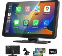 Car Radio 9 Inch Touch Screen CarPlay & Android Auto Wireless Bluetooth 5.0,4K Dashcam,GPS Navigation,Mirror Link,Hands-Free Calls,Siri and G-oogle Assistant,FM,AUX,64GB TF Card