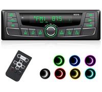 Car Radio Bluetooth 5.0, FM/AM 1 Din 7 Colours Lighting, 65Wx4 Bluetooth Car Radio Supports Handsfree/USB/AUX/SD/TF/MP3 Player with 30 Stations (Multi-Colour)