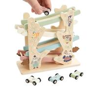 Car Ramp Toy Set | Wooden Color Cognition Interactive Game Friction Car