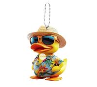 Car Rearview Mirror Duck Pendant Charm | 2D Acrylic Yellow Duck Ornament for Car Rearview Mirror; Cute Lightweight Decorative Animal Charm for Bag, Keychain, Backpack, Adults and Kids