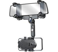 Car Rearview Mirror Phone Holder - 360° Rotation & Retractable Car Mirror Mobile Phone Holder, Adjustable Gps Car Sun Visor Mount